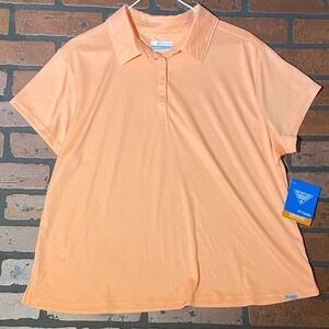 Columbia Women's XXL Tidal Tee Polo Coral Pink PFG Omni-Shade UPF 50 - NWT‎